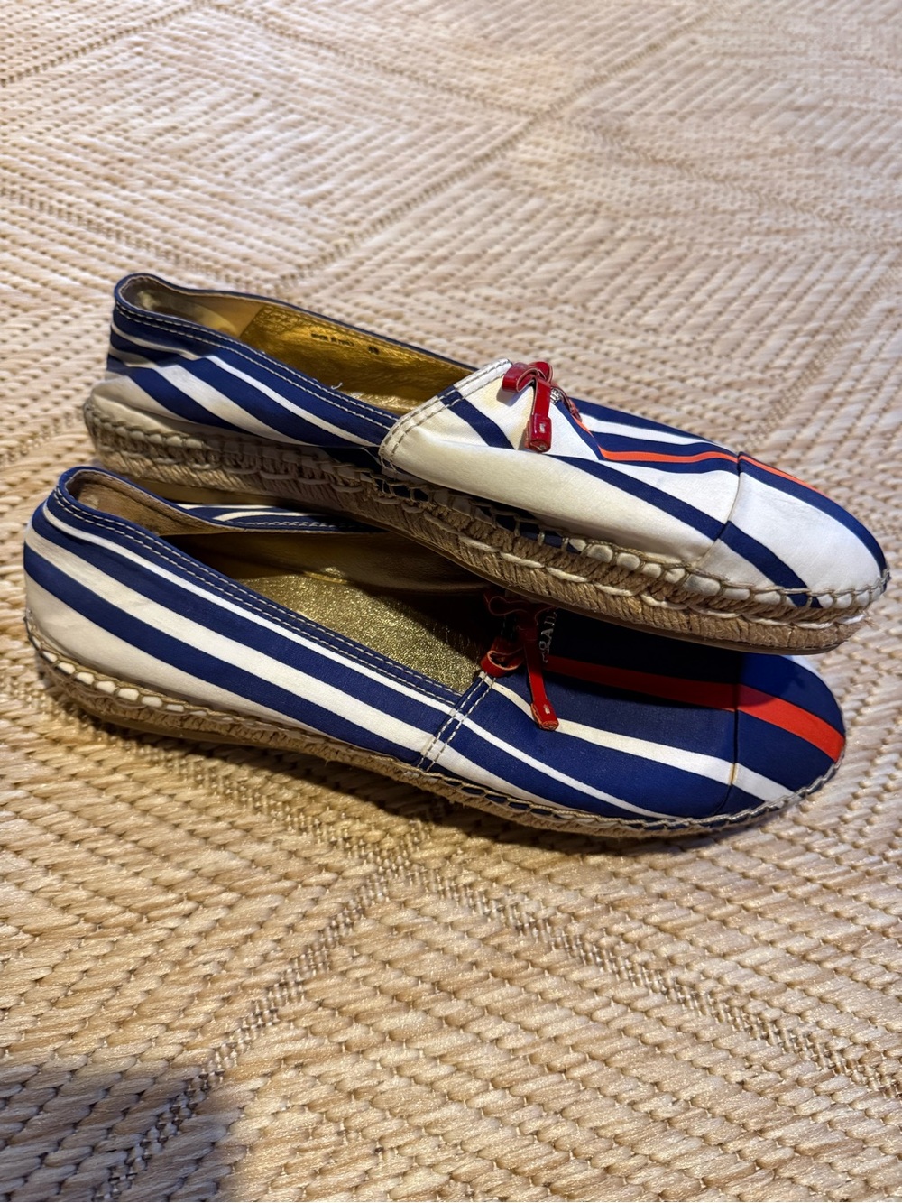 Vintage Size 40 Prada Canvas Nautical Patriotic Maritime Espadrilles - Picture 12 of 12